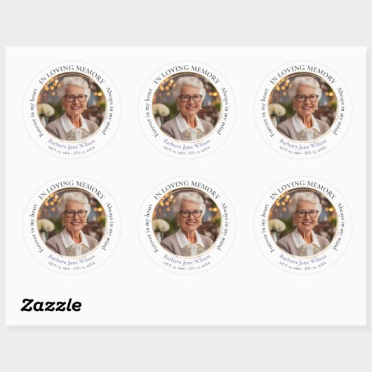 Elegant in liefdevolle herinnering begrafenis ronde sticker (Vel)