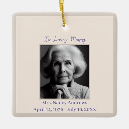Elegant in liefdevolle herinnering begrafenismonum keramisch ornament (Voorkant)