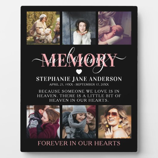 Elegant in Loating Memory Photo Collage Memorial Fotoplaat (Voorkant)