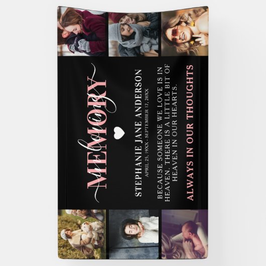 Elegant in Loating Memory Photo Collage Memorial Spandoek (Verticaal)