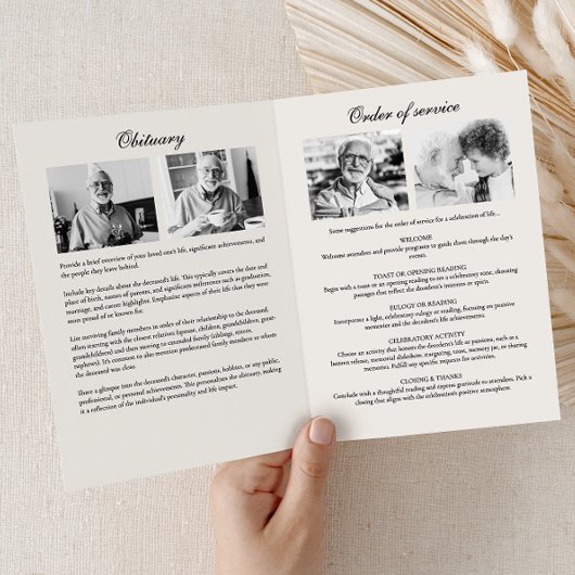 Elegant In Loving Memory 7-Photo Memorial Programma