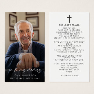 Elegant In Loving Memory Photo Funeral Prayer Visitekaartje