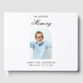 Elegant In Loving Memory Photo White Keepsake Gastenboek (Voorkant)
