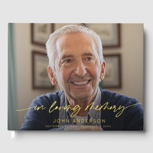 Elegant In Loving Memory Script Photo Funeral  Gastenboek (Voorkant)