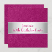 Elegant in reliëfdruk roze witte partij kaart (Voorkant / Achterkant)