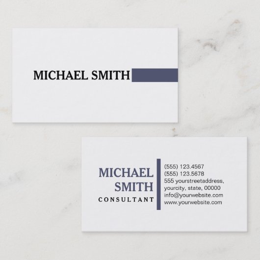 Elegant Independence Modern Plain White Visitekaartje (Voorkant / Achterkant)