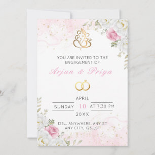 Elegant Indian Floral Verloving Uitnodiging
