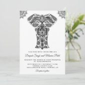 Elegant Indian Henna Elephant Wedding Invitation (Debout devant)