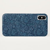 Elegant  Indigo Blauw Bloemen Case-Mate iPhone Case (Achterkant (horizontaal))