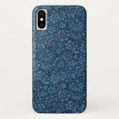 Elegant  Indigo Blauw Bloemen Case-Mate iPhone Case (Achterkant)