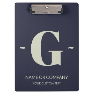 Elegant Indigo Blauw Wit Trendy Monogram Sjabloon Klembord