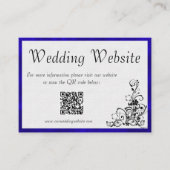 Elegant ingelijst Blauw en Wit Bruiloft Website Informatiekaartje (Voorkant)