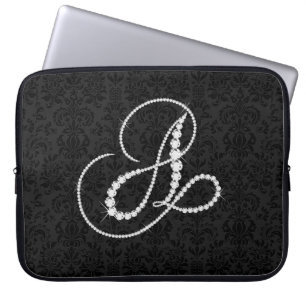 Elegant Initiaal A Mousserende diamanten-monogram Laptop Sleeve