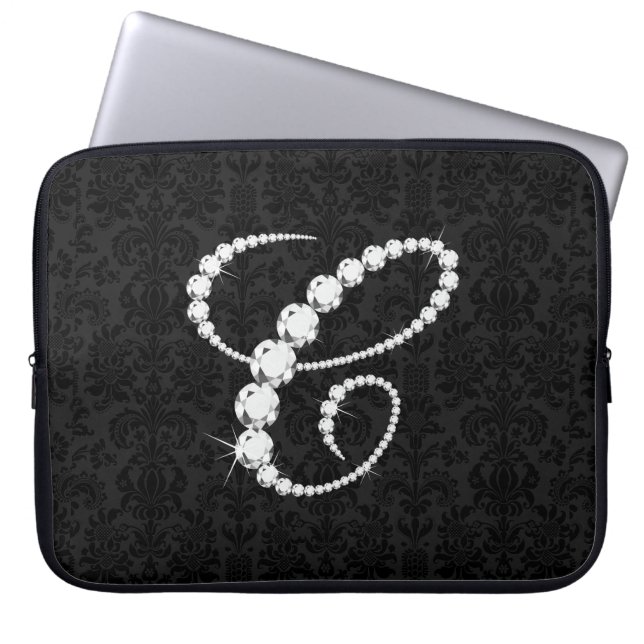 Elegant Initiaal C mousserende diamanten-monogram Laptop Sleeve (Voorkant)