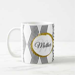 Elegant Initiaal Letter Monogram   Zwart-wit Koffiemok
