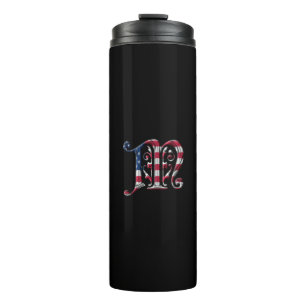 Elegant Initiaal M American Flag Colors Monogram Thermosbeker