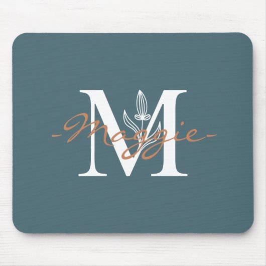Elegant initiaal M Monogram Turquoise schattig Muismat (Voorkant)