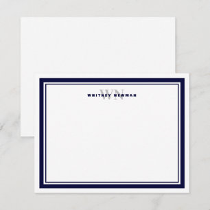 Elegant Initiaal Monogram Twee Rand Briefpapier Notitiekaartje