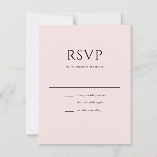Elegant Initiaal Script Monogram Blush Pink Wedden RSVP Kaartje (Voorkant)