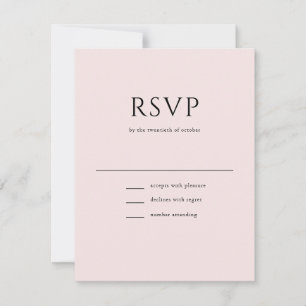 Elegant Initiaal Script Monogram Blush Pink Wedden RSVP Kaartje