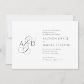Elegant Initiaal Script Monogram budget bruiloft Kaart (Voorkant)