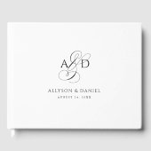 Elegant Initiaal Script Monogram klassieke bruilof Gastenboek (Voorkant)