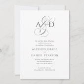 Elegant Initiaal Script Monogram klassieke bruilof Kaart (Voorkant)