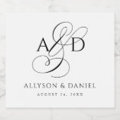 Elegant Initiaal Script Monogram klassieke bruilof Sparkling Wijnetiket (Enkel label)