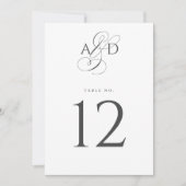 Elegant Initiaal Script Trouwtafel Nummer Kaart (Voorkant)