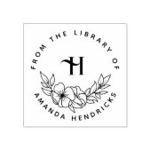 Elegant Initial Flowery Custom Library Book Rubberstempel (Afrduk)