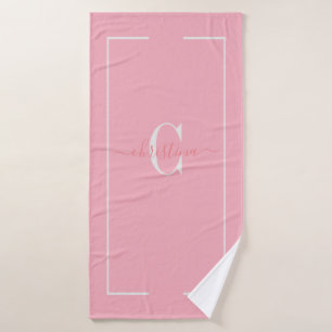 Élégant Initiales Monogramme Bébé rose Bain Tow