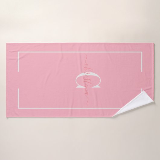 Élégant Initiales Monogramme Bébé rose Bain Tow (Serviette de bain)