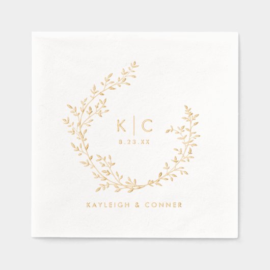 Elegant Initials Botanical Gold Classy Wedding (Recto)