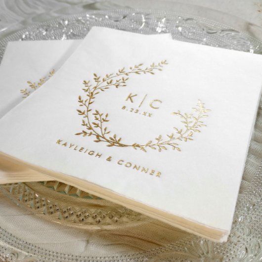 Elegant Initials Botanical Gold Classy Wedding