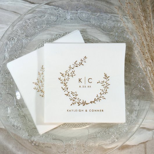 Elegant Initials Botanical Gold Classy Wedding