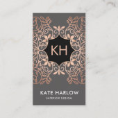 Elegant Interieur Design Roos Goud  Monogram Visitekaartje (Voorkant)