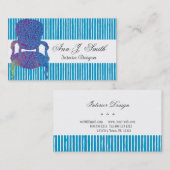 Elegant Interior Designer Striped Blue Visitekaartje (Voorkant / Achterkant)