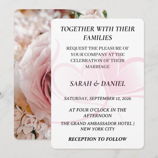 Elegant Interlocking Hearts Wedding Invitation | L (Devant / Derrière)