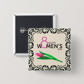 Elegant International Women Day Button (Voorkant /achterkant)