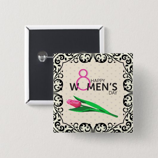 Elegant International Women Day Button (Voorkant /achterkant)