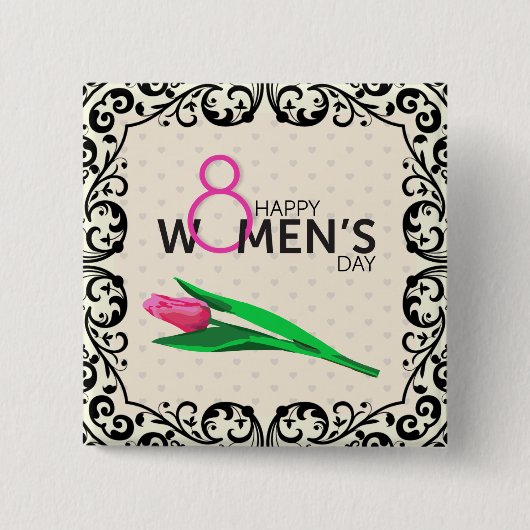 Elegant International Women Day Button (Voorkant)