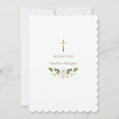 Elegant Invitacion De Bautizo Con Flores Baptisme Kaart (Achterkant)