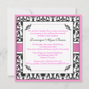 Élégant Invitation à lunettes Damas [rose]