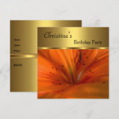 Élégant Invitation Anniversaire de fête Gold Orang (Devant / Derrière)