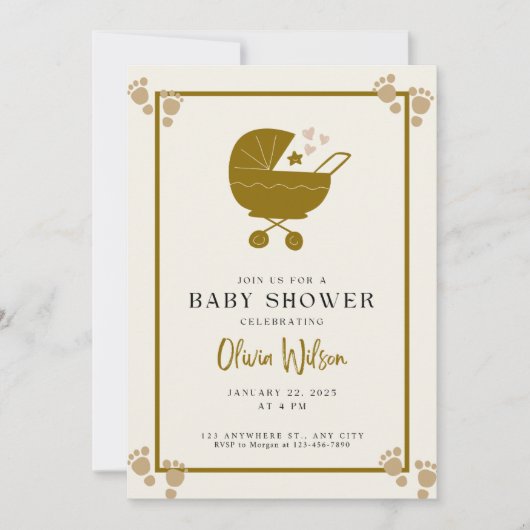 Élégant Invitation Baby shower (Devant)