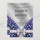 Elegant Invitation Bow and Heart Speckles Aankondiging (Voorkant / Achterkant)