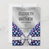 Elegant Invitation Bow and Heart Speckles Aankondiging (Voorkant)