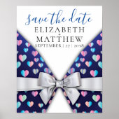 Elegant Invitation Bow and Heart Speckles Poster (Voorkant)