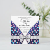 Elegant Invitation Briefkaart Bow and Heart Speckl (Staand voorkant)
