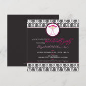 Élégant Invitation Damask Bachelorette (rose) (Devant / Derrière)